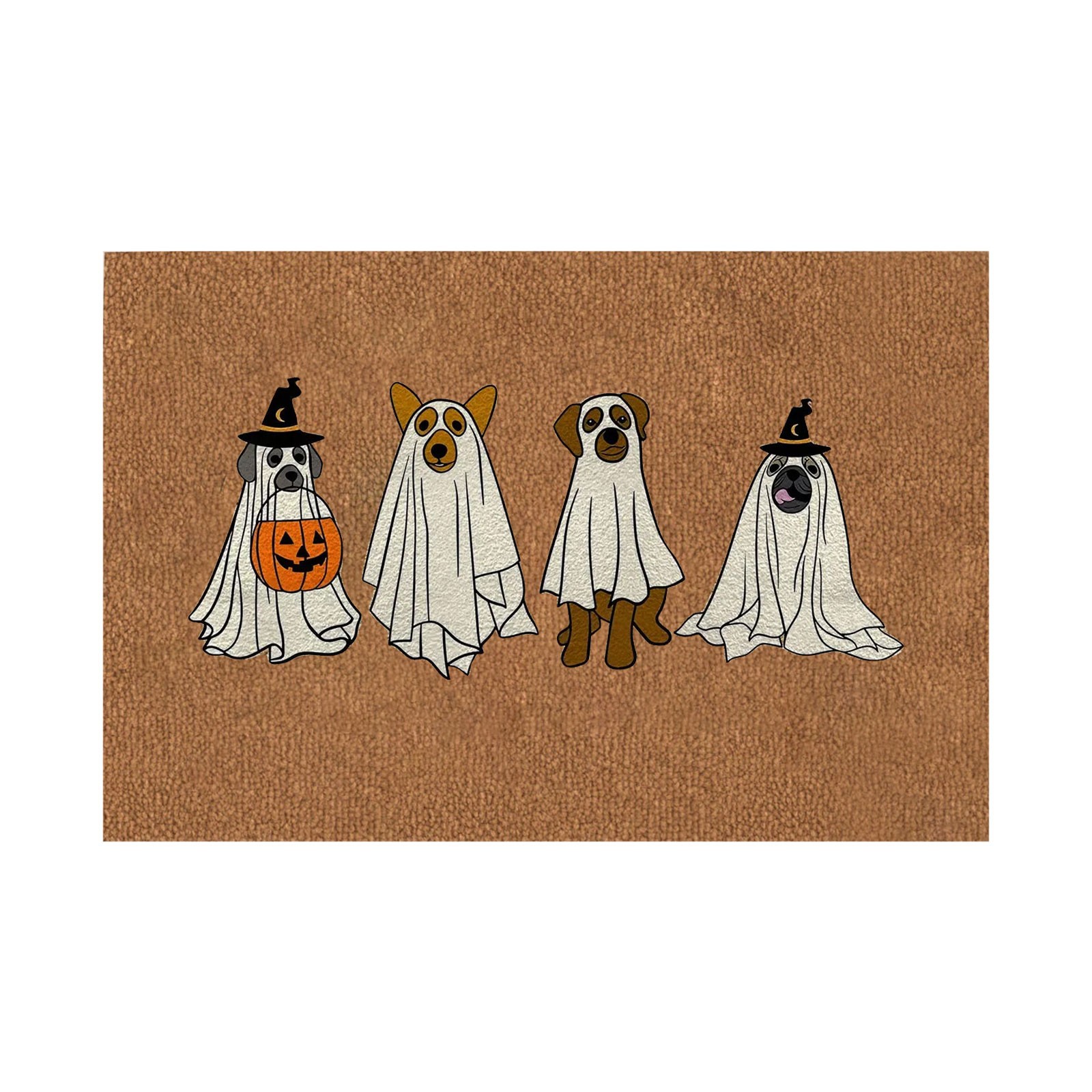 ASEIDFNSA 40x60cm/15.7x23.6in Halloween Dogs Doormat Decor Lover Gift Housewarming Gift Printed Polyester Highly Absorbent and Machine Washable Shower Bathroom Floor Towel for Bath Floor,Tub Brown